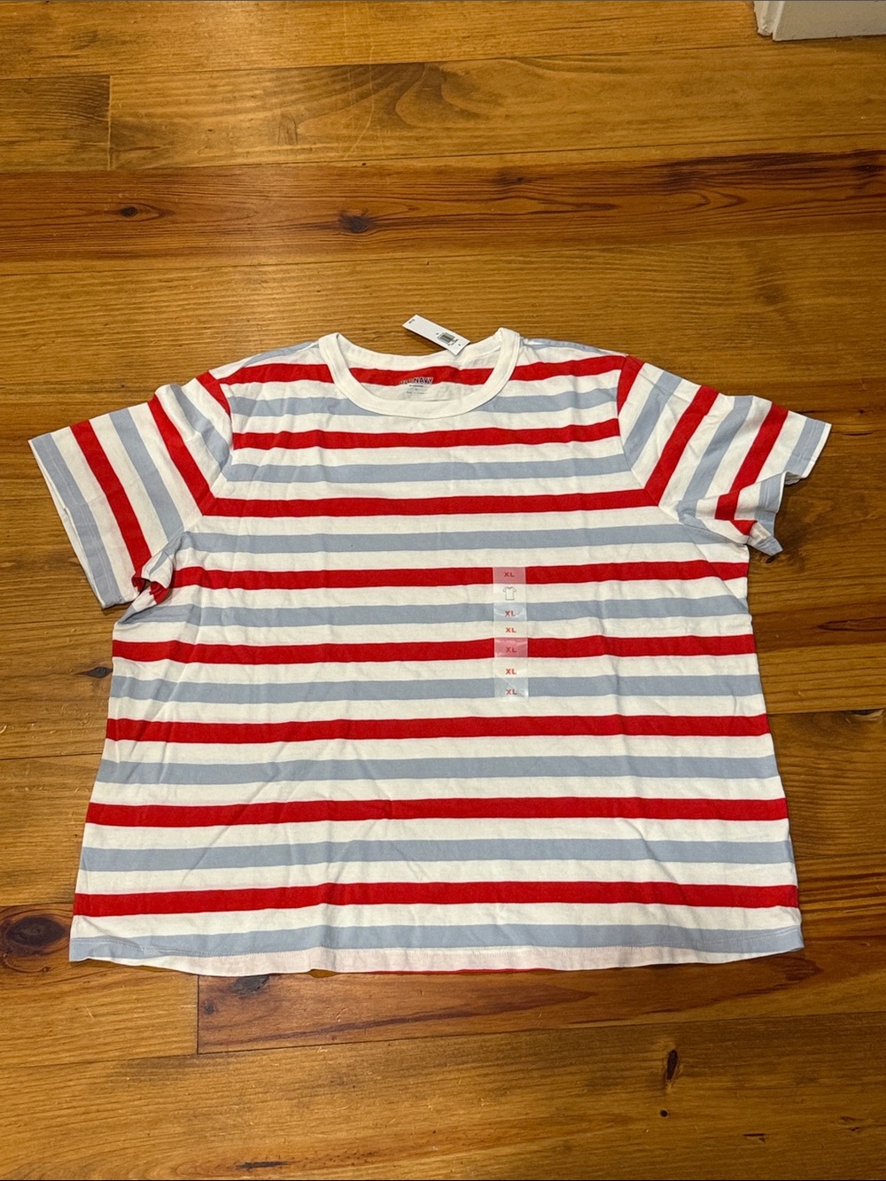 Old Navy Red & White Striped Short Sleeve Tee
